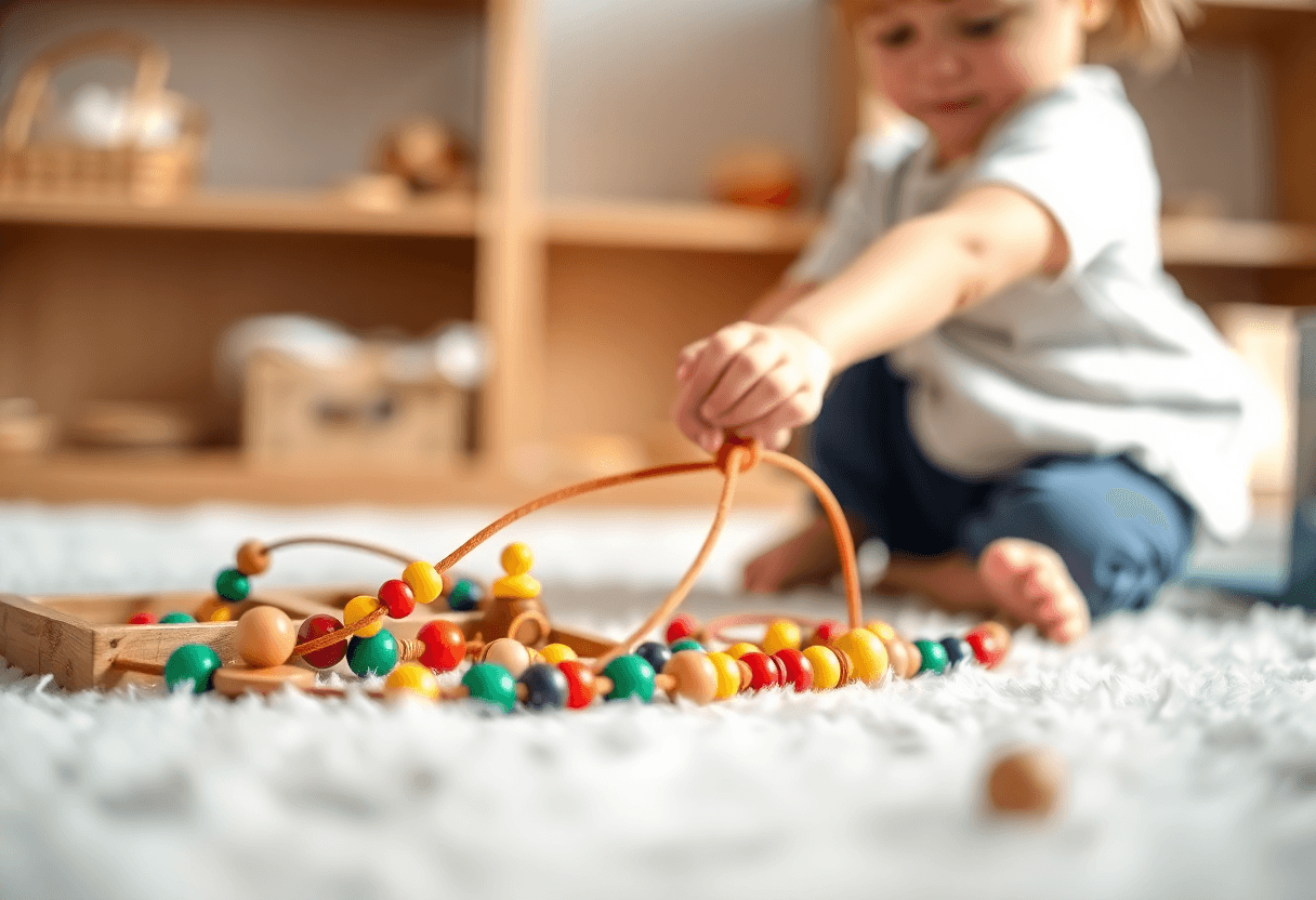 Child working with Montessori materials